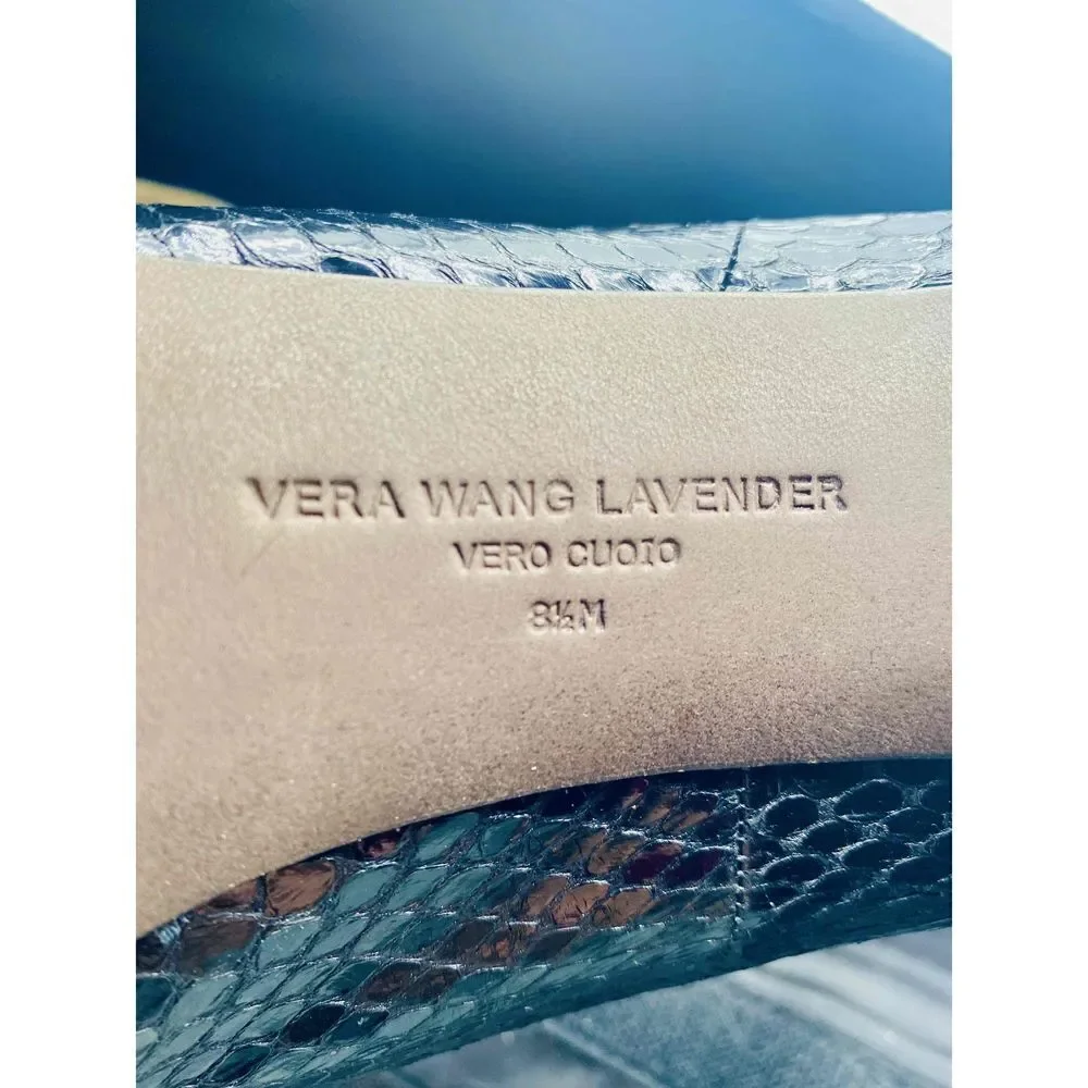 Vera Wang Lavender Peep Toe Black Leather Stiletto Platform Heels Size 8.5 - Picture 6 of 6